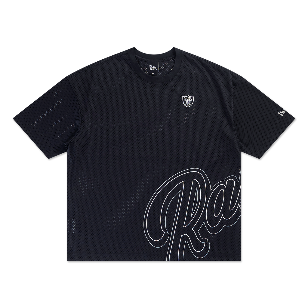 Las Vegas Raiders Mix League Cross Panels Black Oversized Short Sleeve T-Shirt