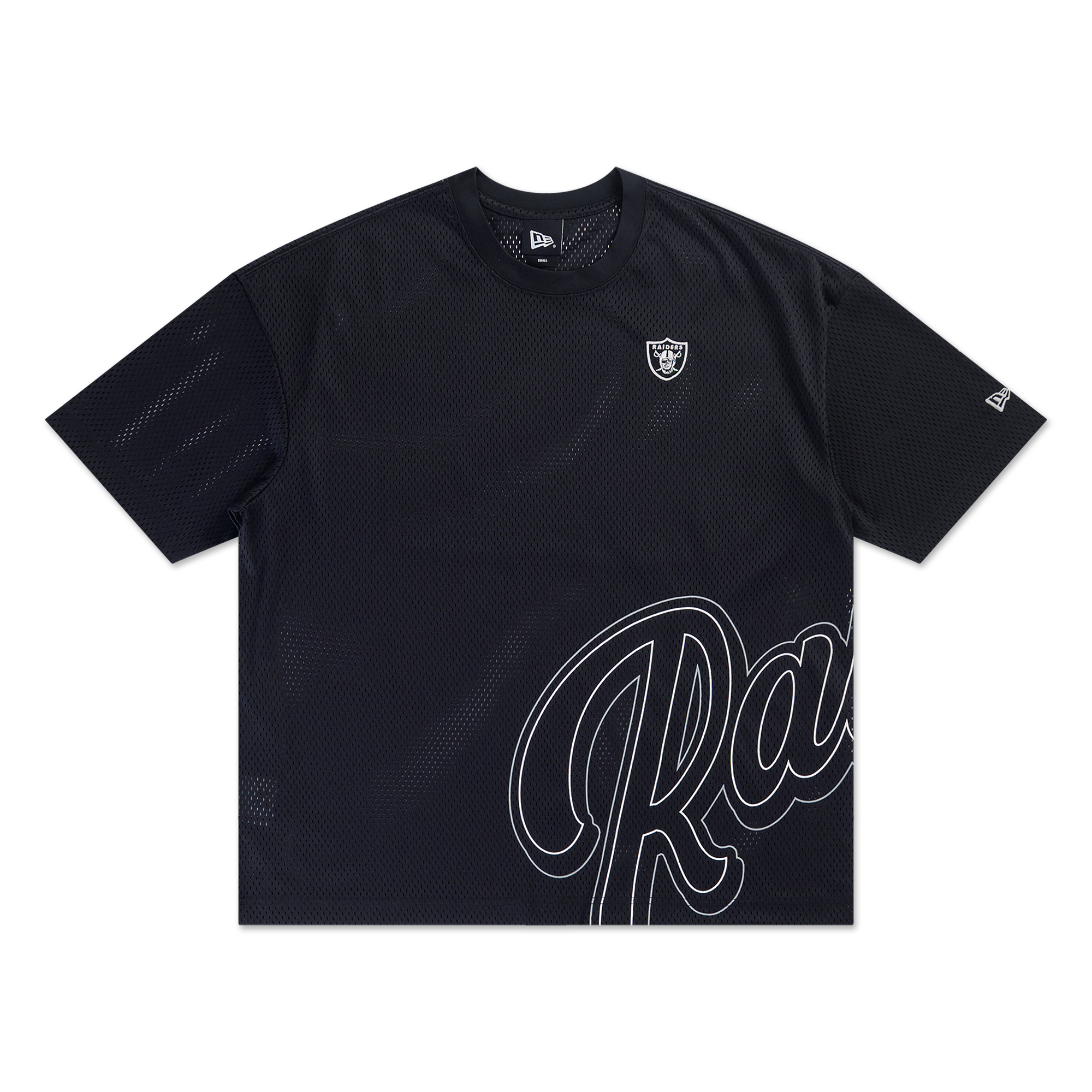 Las Vegas Raiders Mix League Cross Panels Black Oversized Short Sleeve T-Shirt