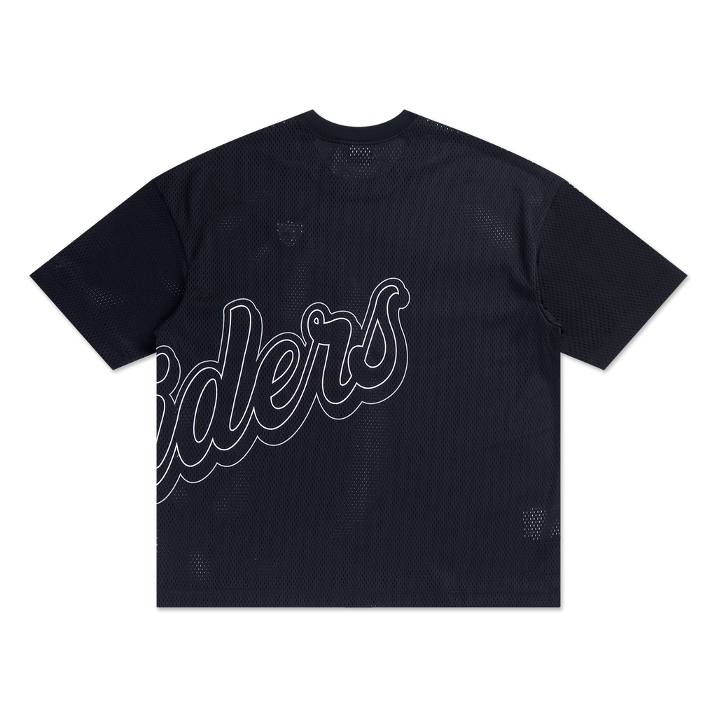 Las Vegas Raiders Mix League Cross Panels Black Oversized Short Sleeve T-Shirt