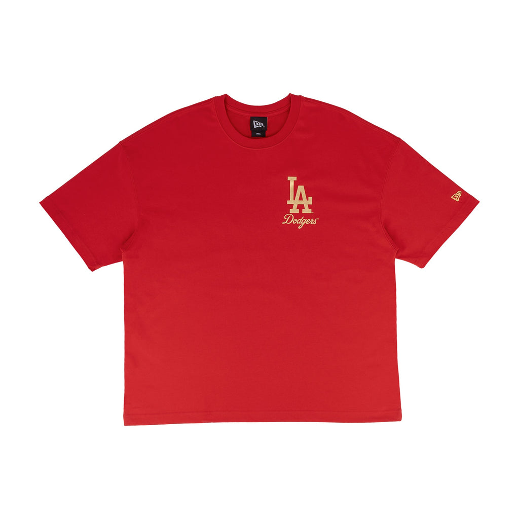 Los Angeles Dodgers MLB Metallic Scarlet Oversized Short Sleeve T-Shirt