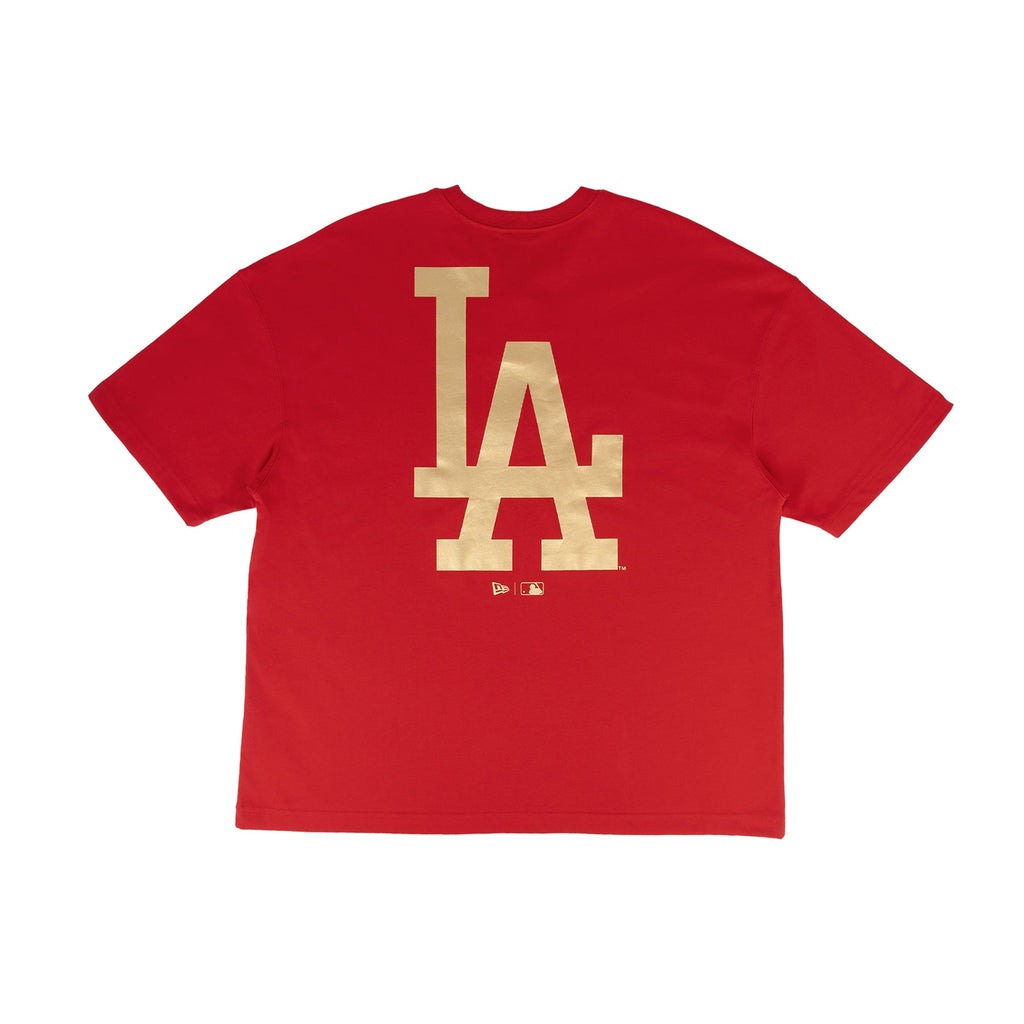 Los Angeles Dodgers MLB Metallic Scarlet Oversized Short Sleeve T-Shirt