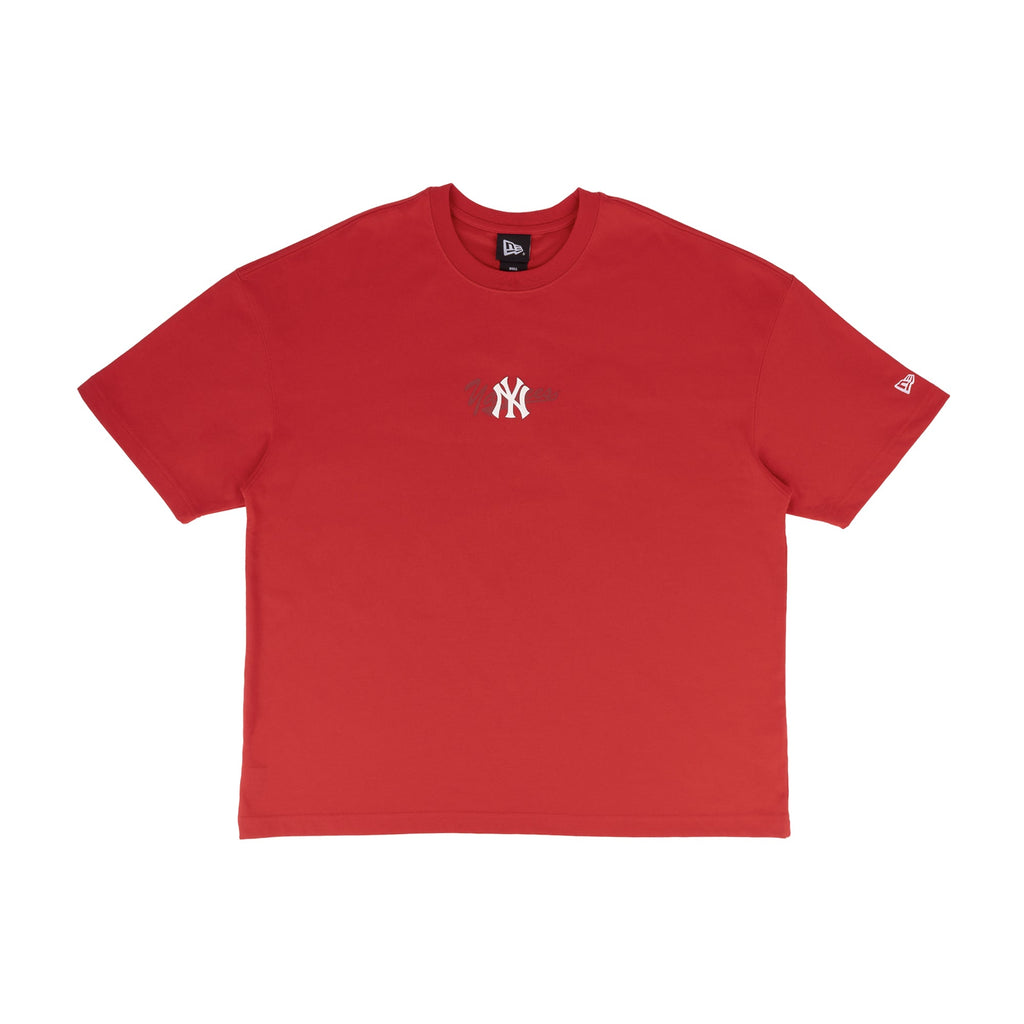 New York Yankees MLB Logo Scarlet Oversized Short Sleeve T-Shirt
