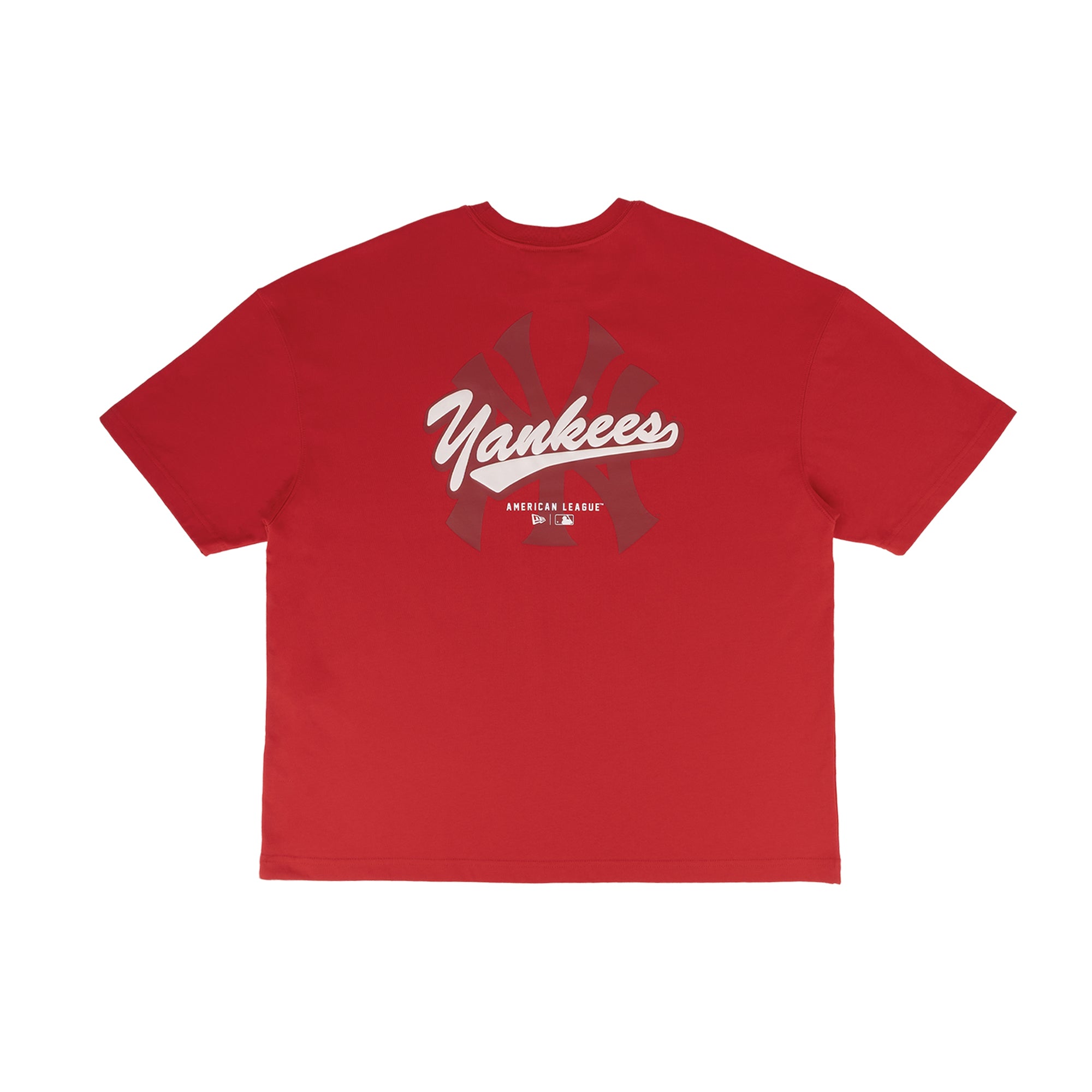 New York Yankees MLB Logo Scarlet Oversized Short Sleeve T-Shirt