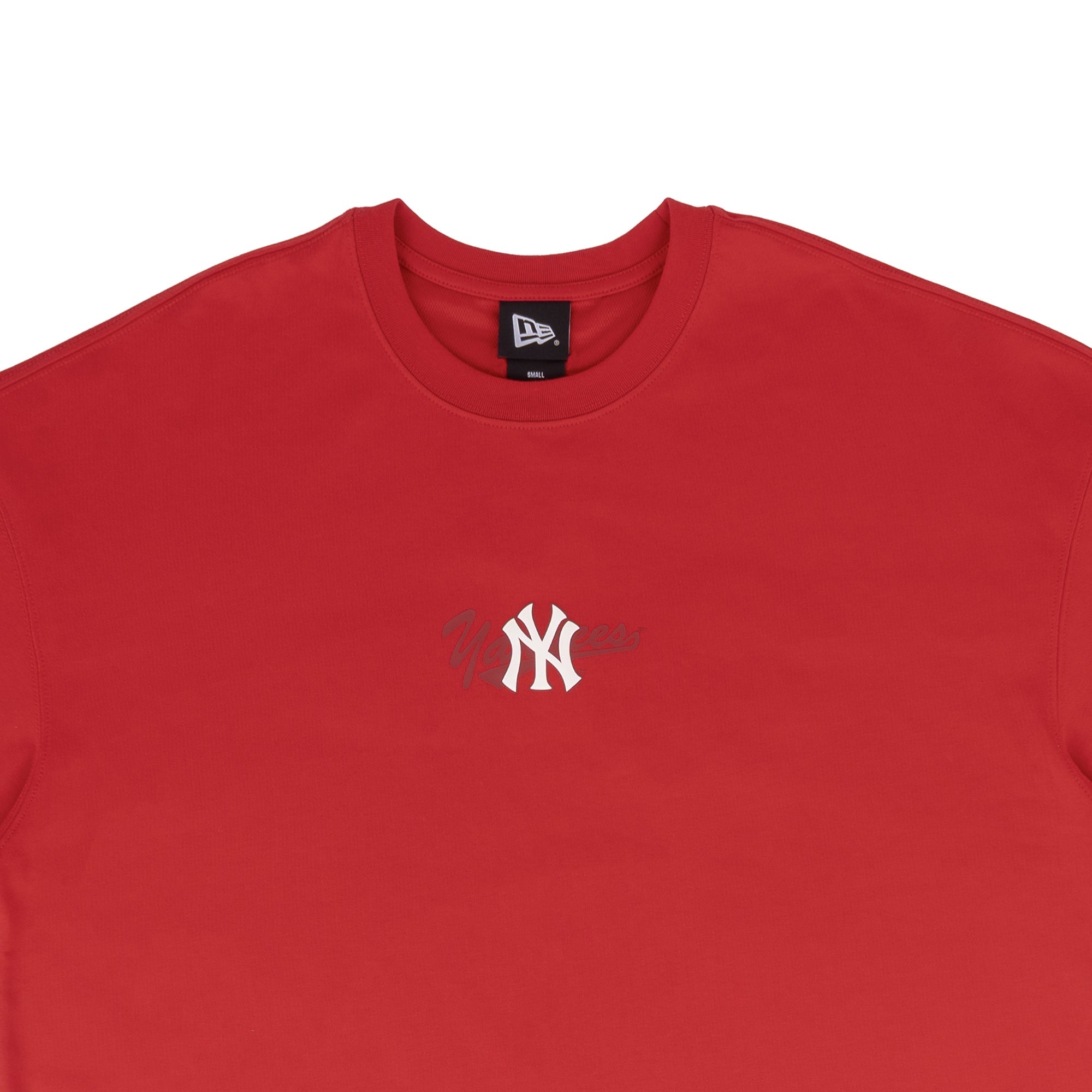 New York Yankees MLB Logo Scarlet Oversized Short Sleeve T-Shirt